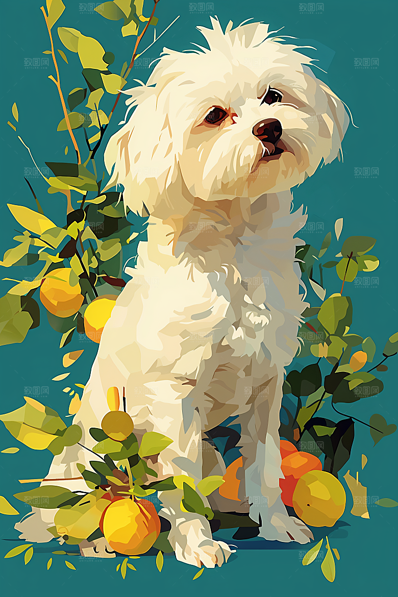 简约宠物自然猫咪狗狗插画