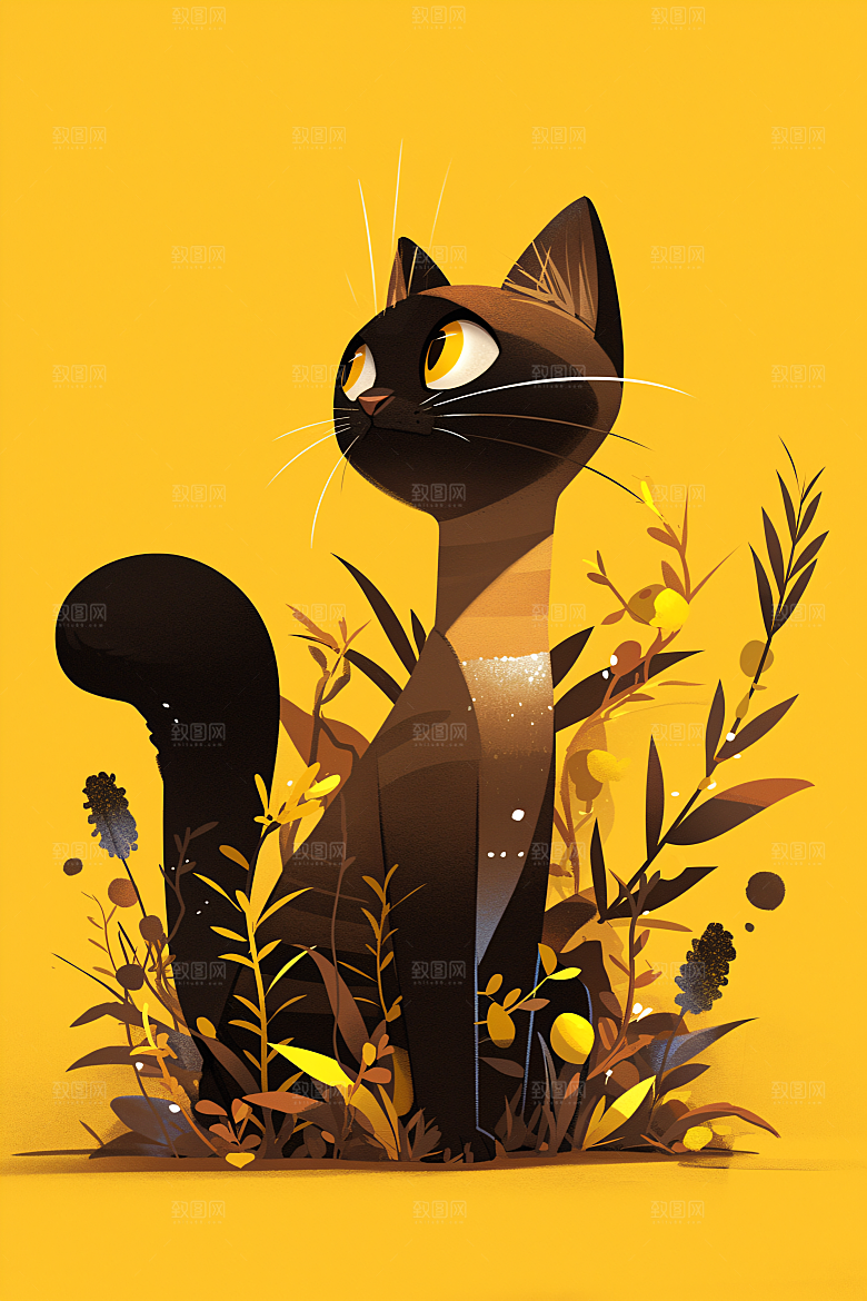 简约宠物可爱彩色插画