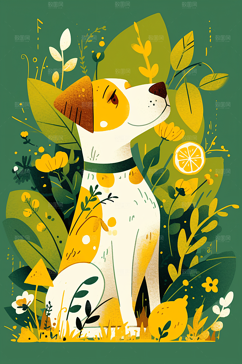 简约宠物自然猫咪狗狗插画