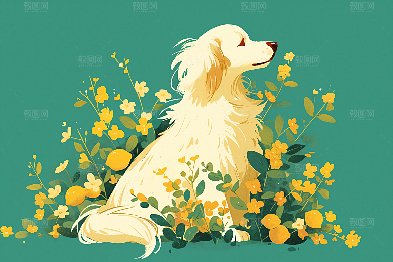 简约宠物唯美彩色插画