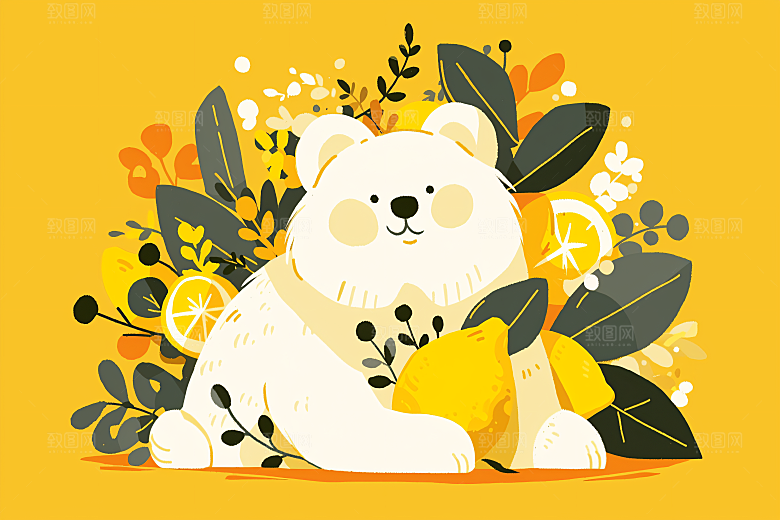 简约宠物自然猫咪狗狗插画