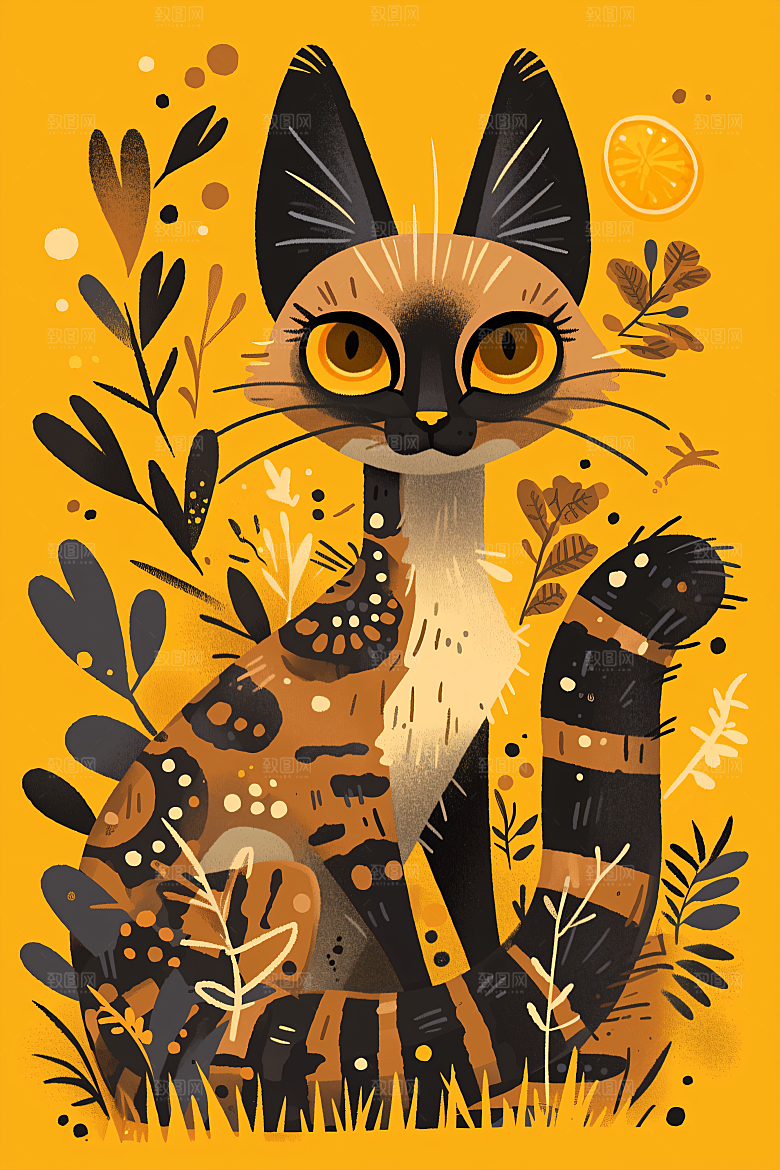 简约宠物卡通猫咪狗狗插画