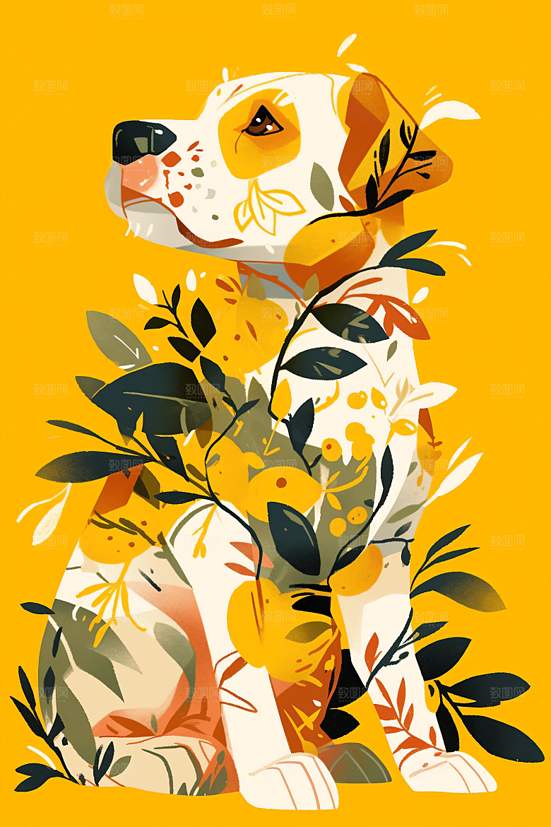 简约宠物绘本风卡通插画