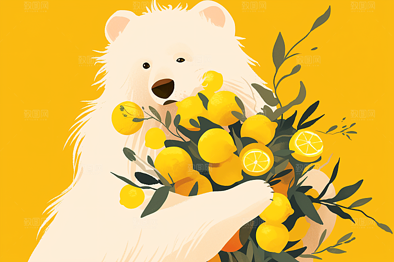 简约宠物清新彩色插画