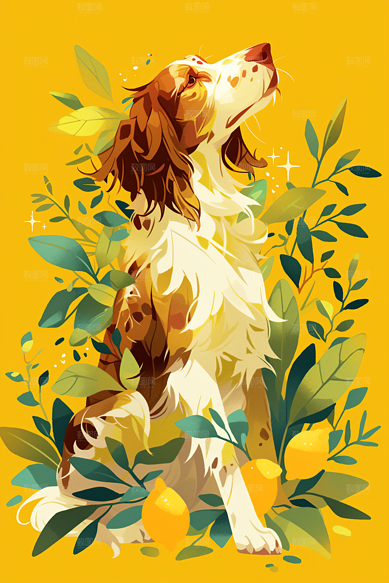 简约宠物艺术感猫咪狗狗插画
