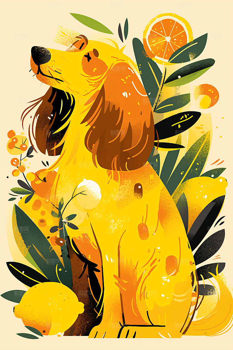 简约宠物唯美猫咪狗狗插画
