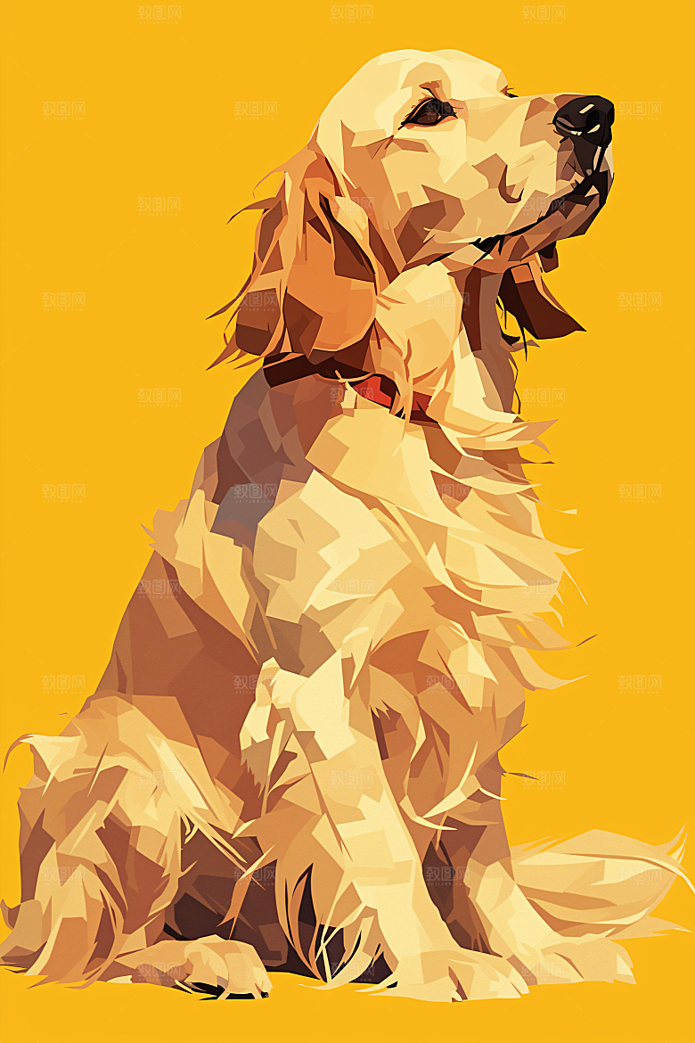 简约宠物彩色手绘插画
