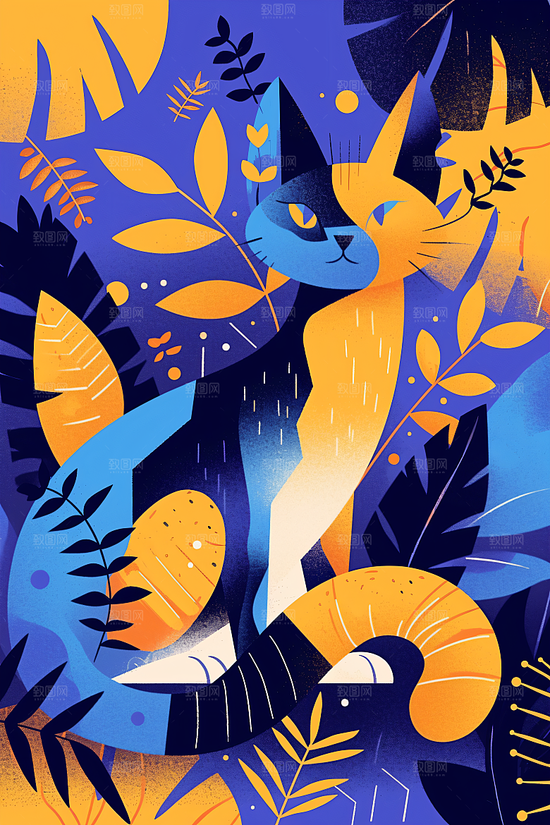 简约宠物绘本风猫咪狗狗插画