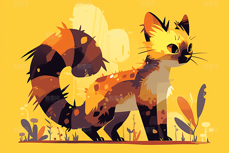 简约宠物猫咪狗狗手绘插画