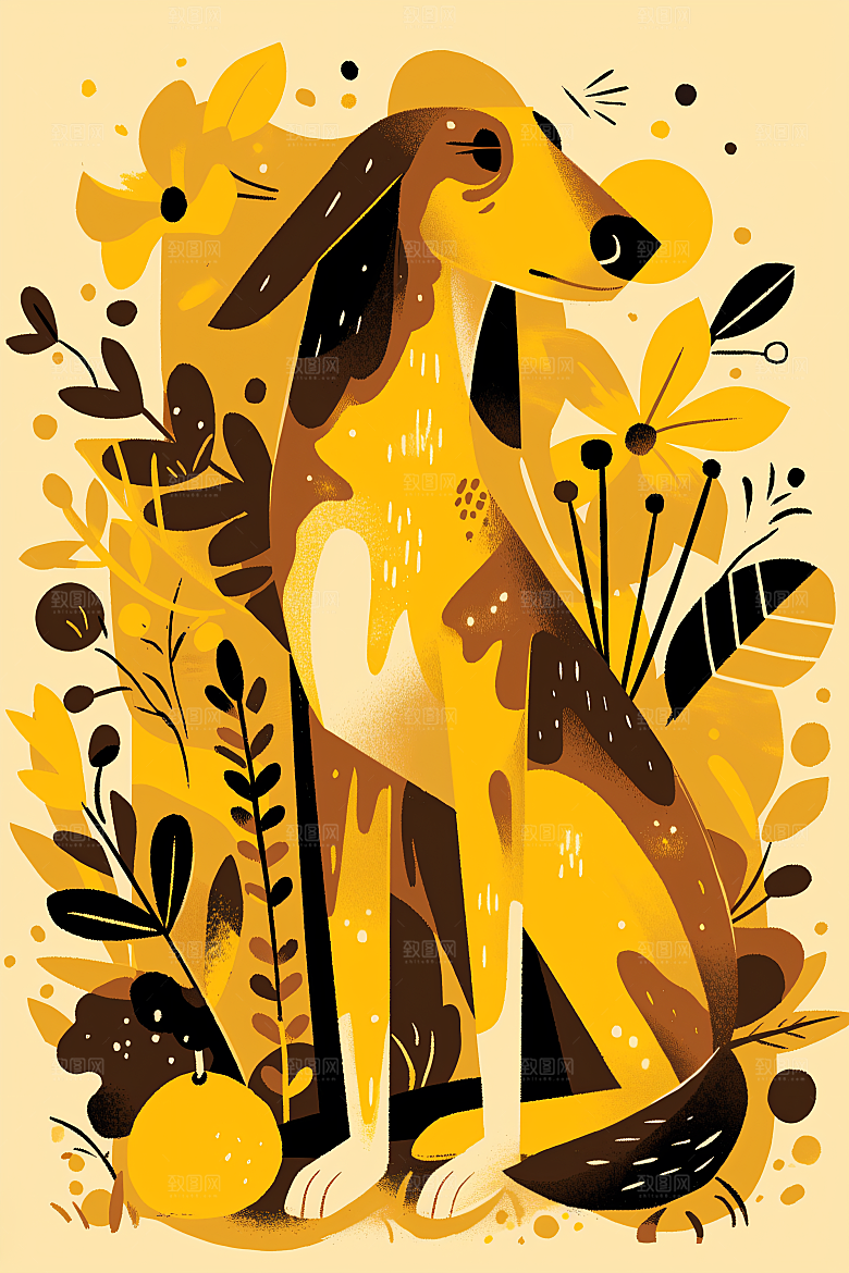 简约宠物猫咪狗狗高清插画