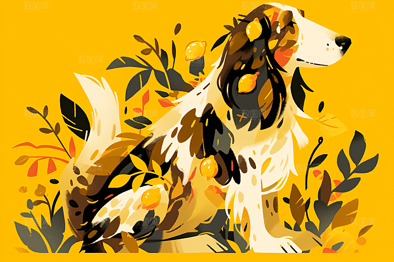 简约宠物唯美猫咪狗狗插画