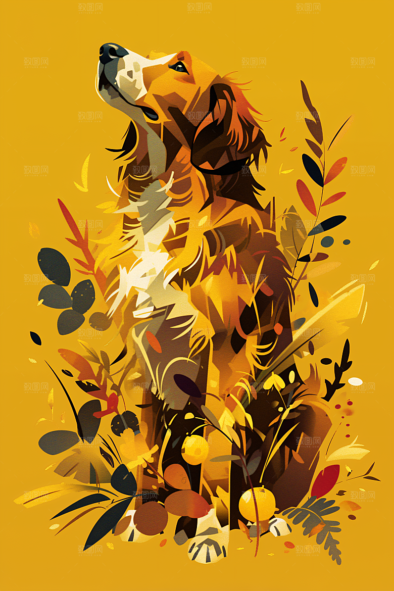 简约宠物猫咪狗狗萌宠插画