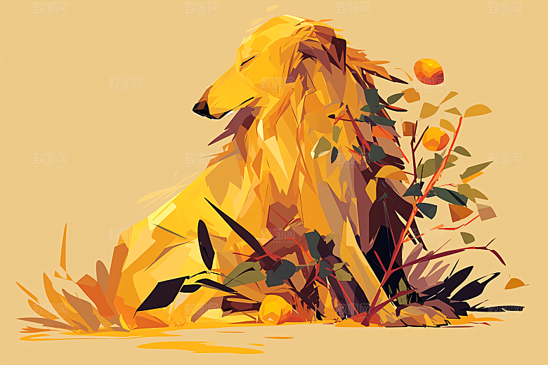 简约宠物彩色艺术感插画