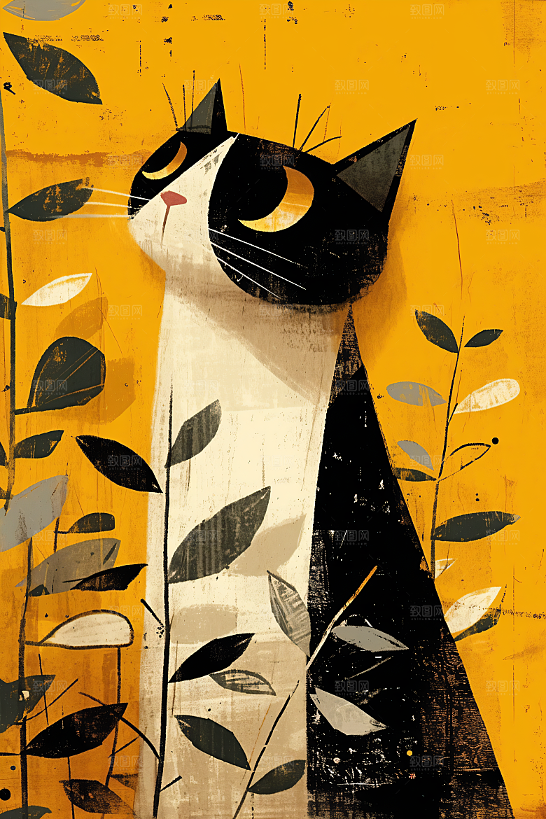 简约宠物自然猫咪狗狗插画