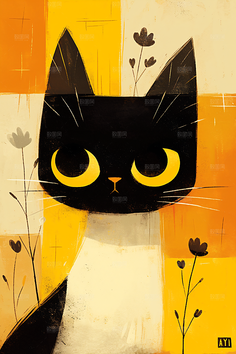 简约宠物清新猫咪狗狗插画