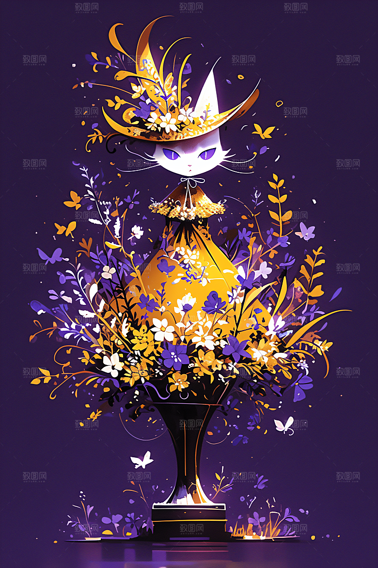 简约宠物猫咪狗狗可爱插画