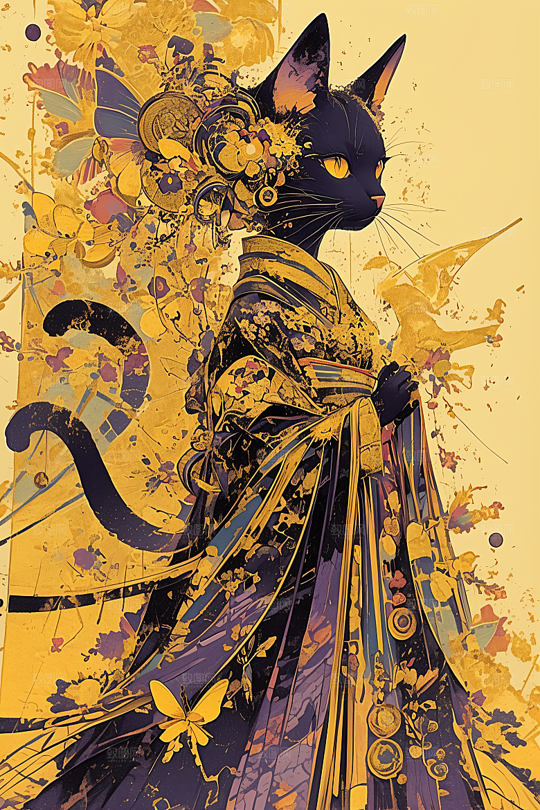 简约宠物唯美自然插画