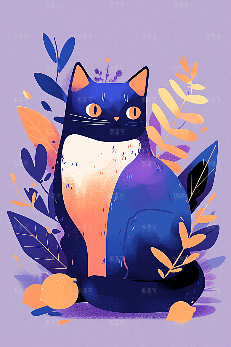 简约宠物猫咪狗狗绘本风插画