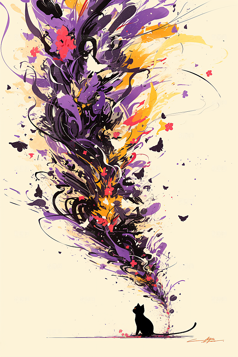 简约宠物可爱自然插画