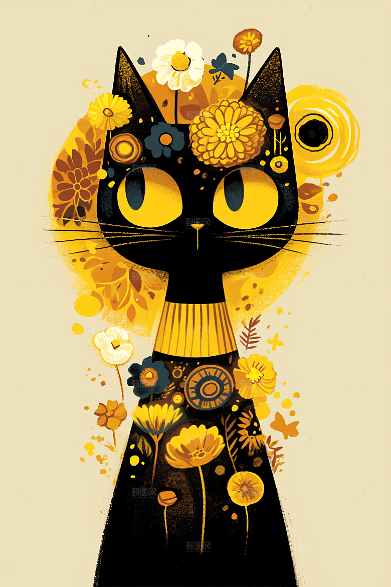 简约宠物可爱彩色插画