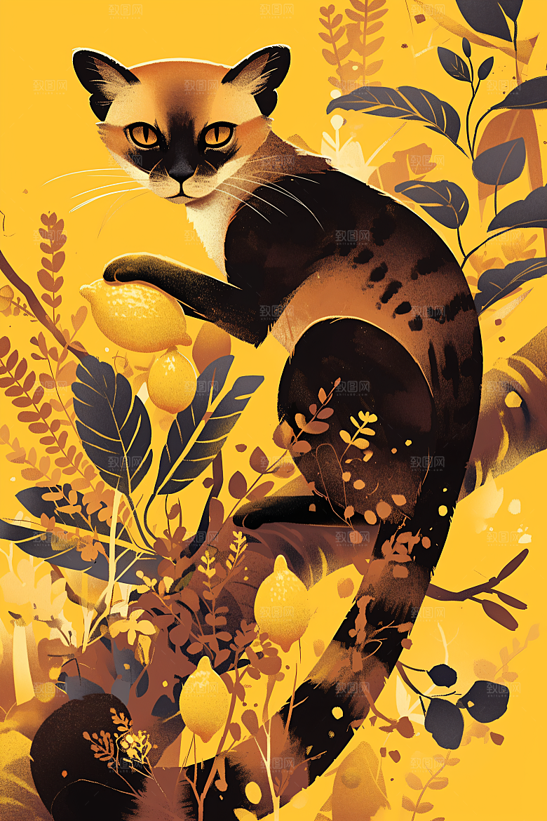 简约宠物唯美猫咪狗狗插画