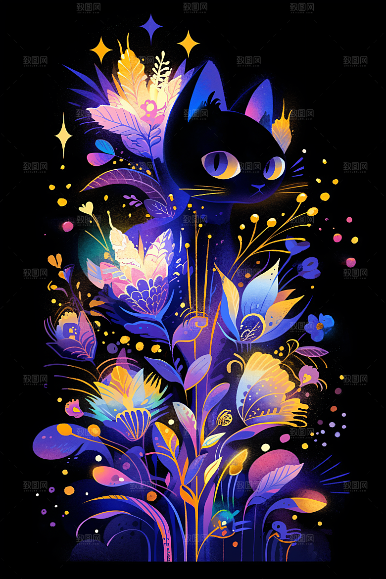 简约宠物可爱高清插画