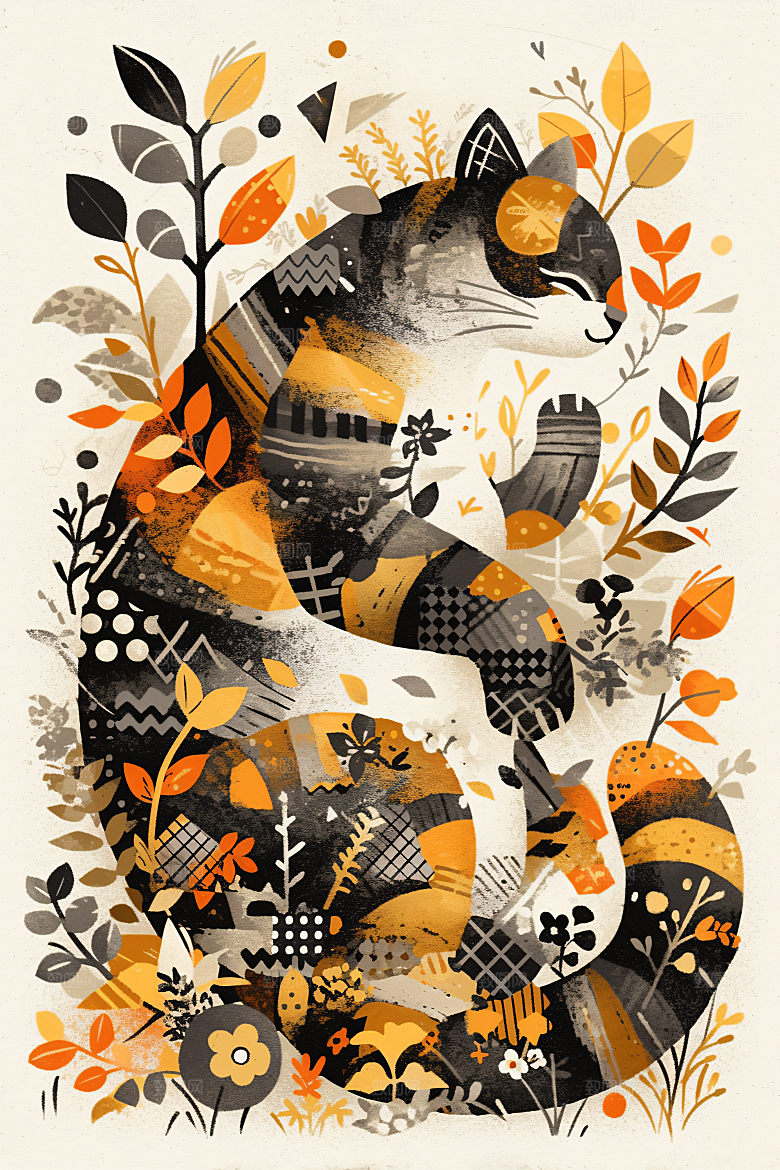 简约宠物唯美绘本风插画