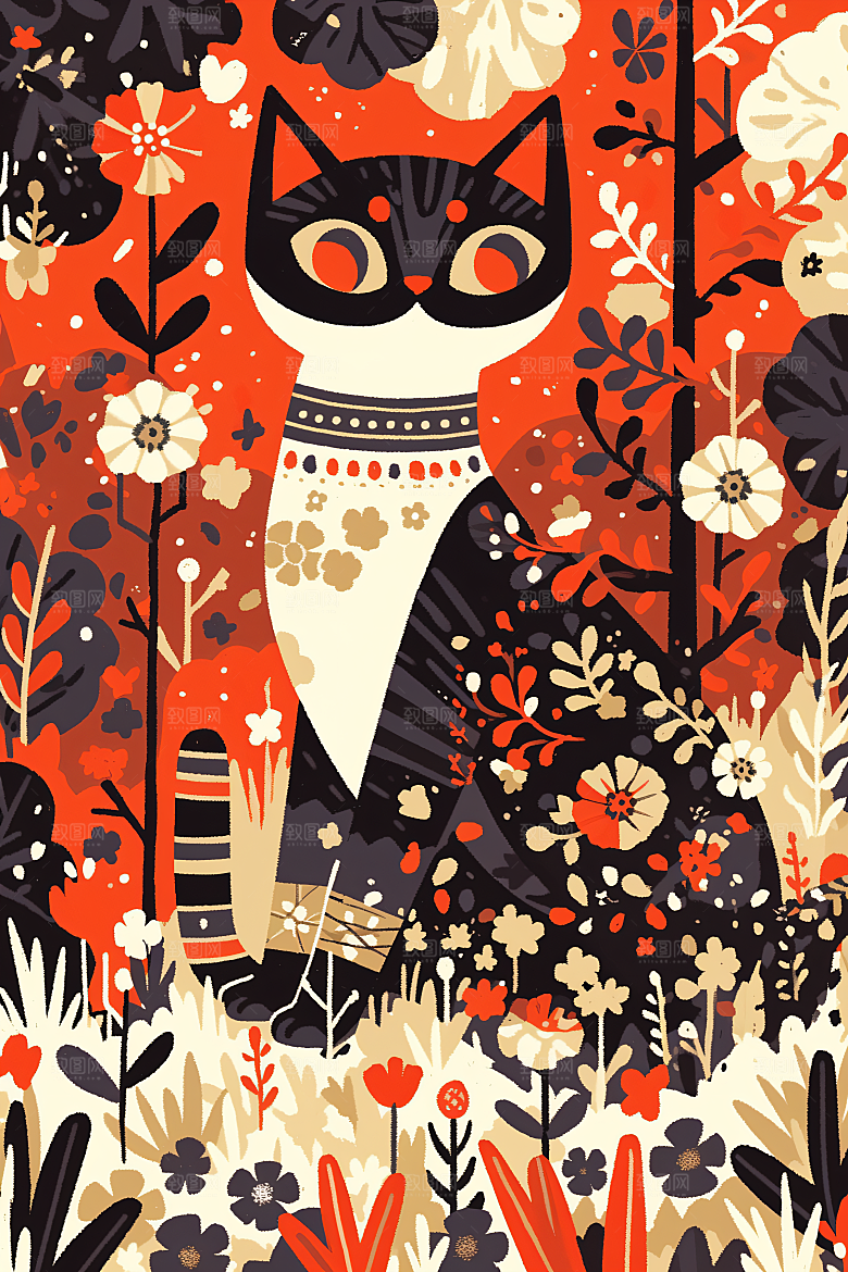 简约宠物自然猫咪狗狗插画