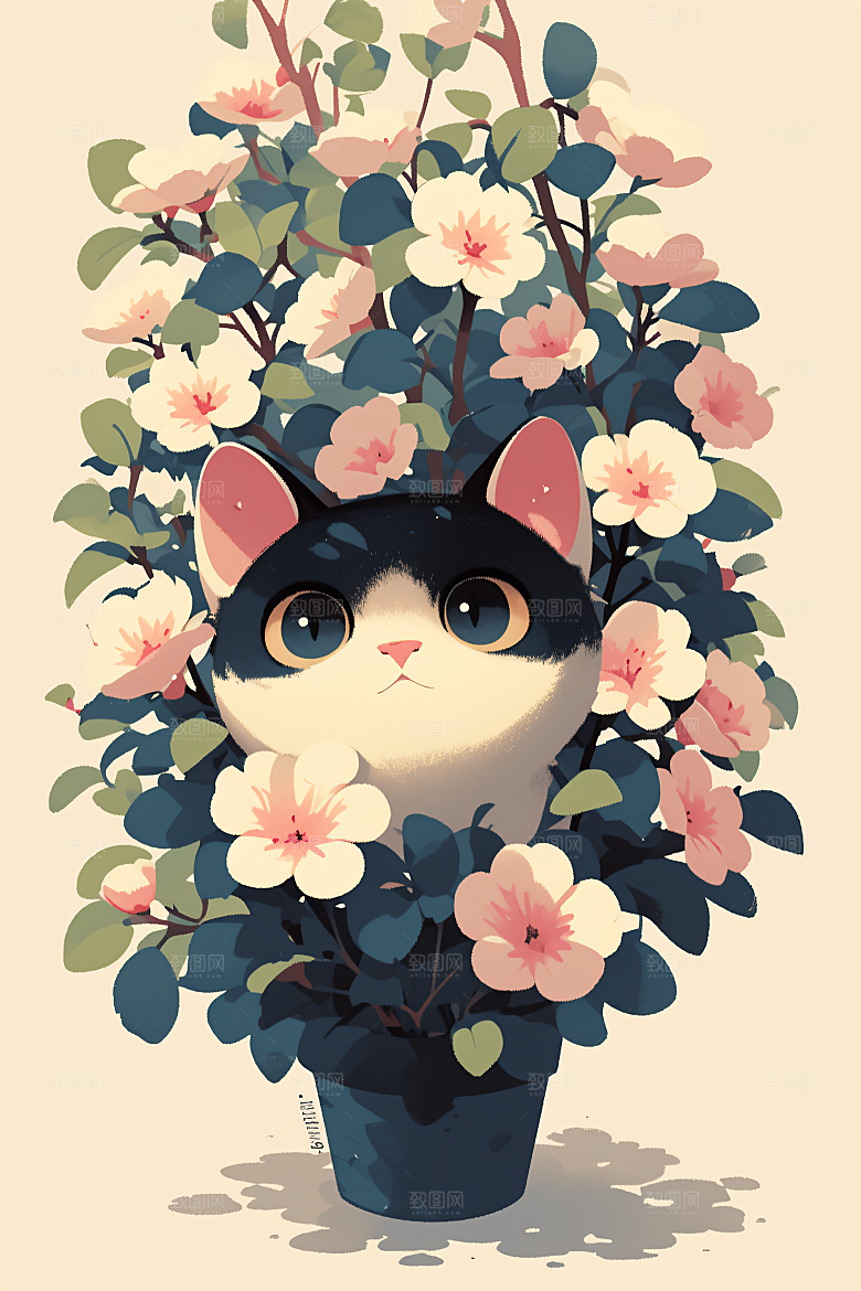 简约宠物手绘清新插画