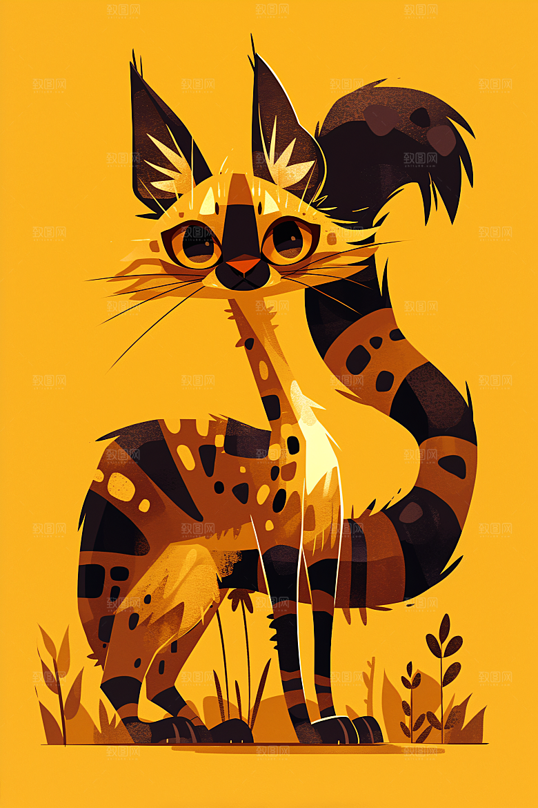 简约宠物唯美彩色插画