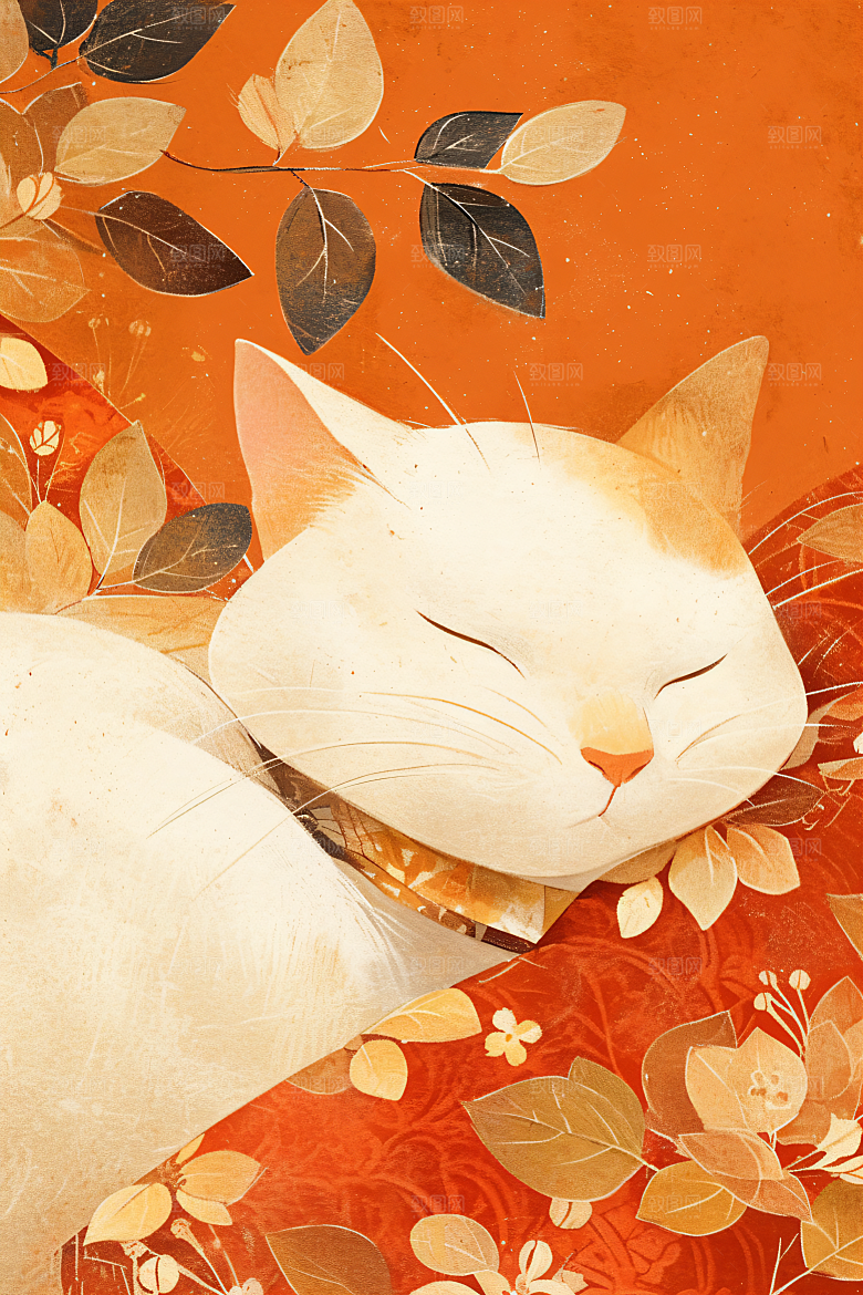 简约宠物手绘猫咪狗狗插画