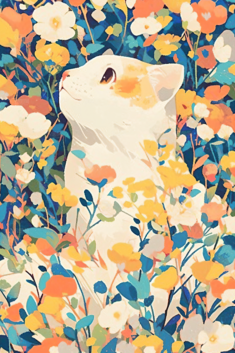 简约宠物自然彩色插画