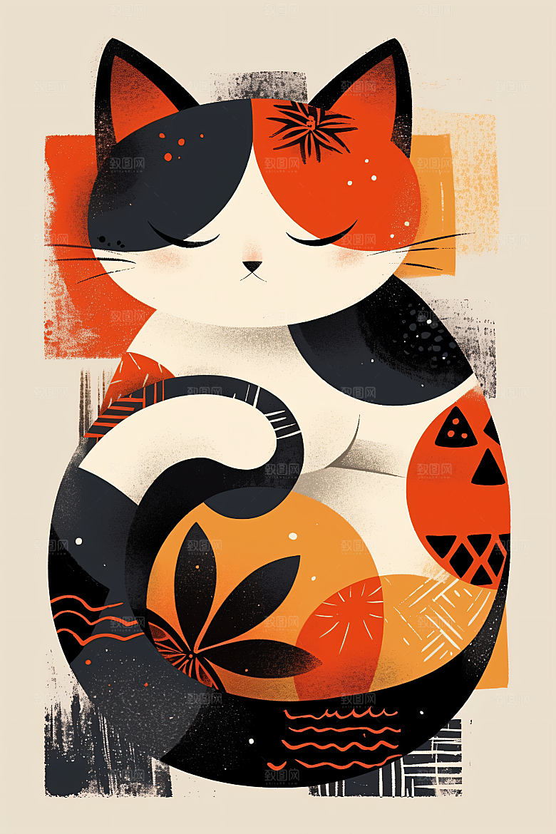 简约宠物绘本风彩色插画