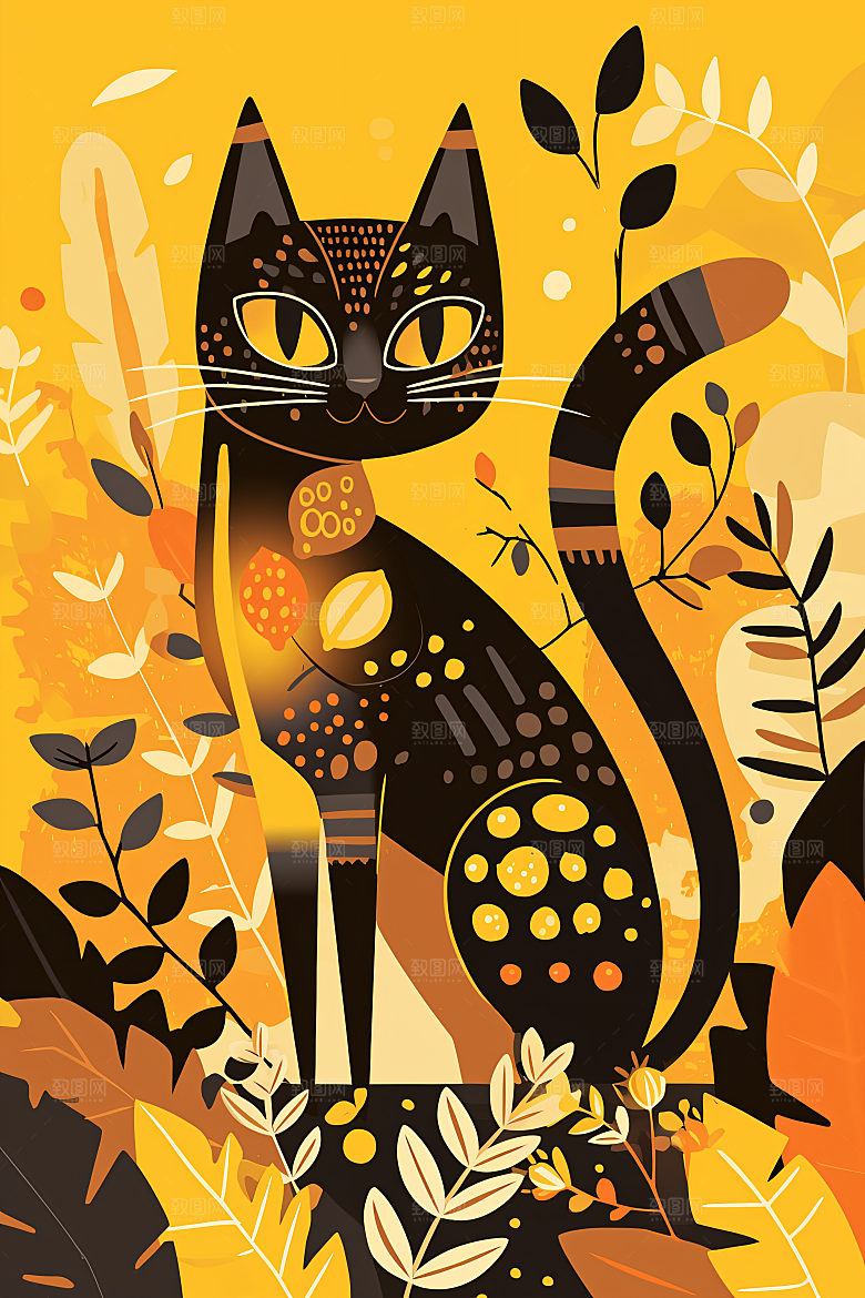 简约宠物可爱猫咪狗狗插画