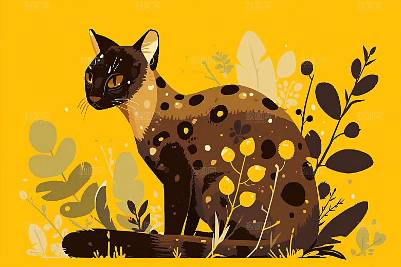 简约宠物清新猫咪狗狗插画