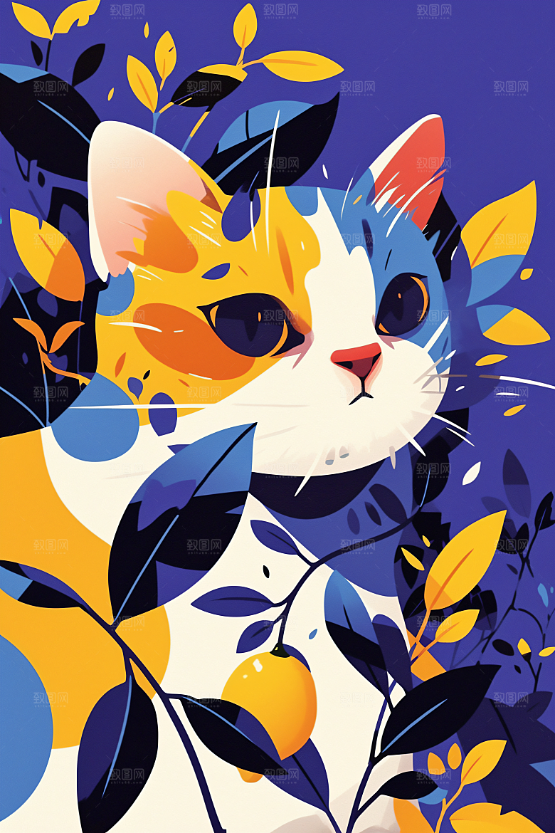 简约宠物猫咪狗狗萌宠插画