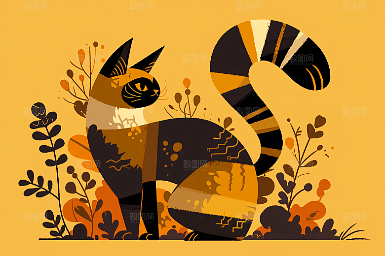 简约宠物自然猫咪狗狗插画