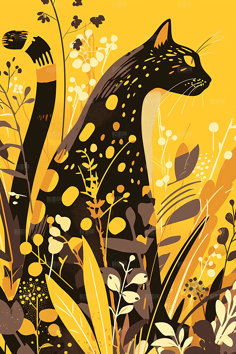 简约宠物绘本风猫咪狗狗插画