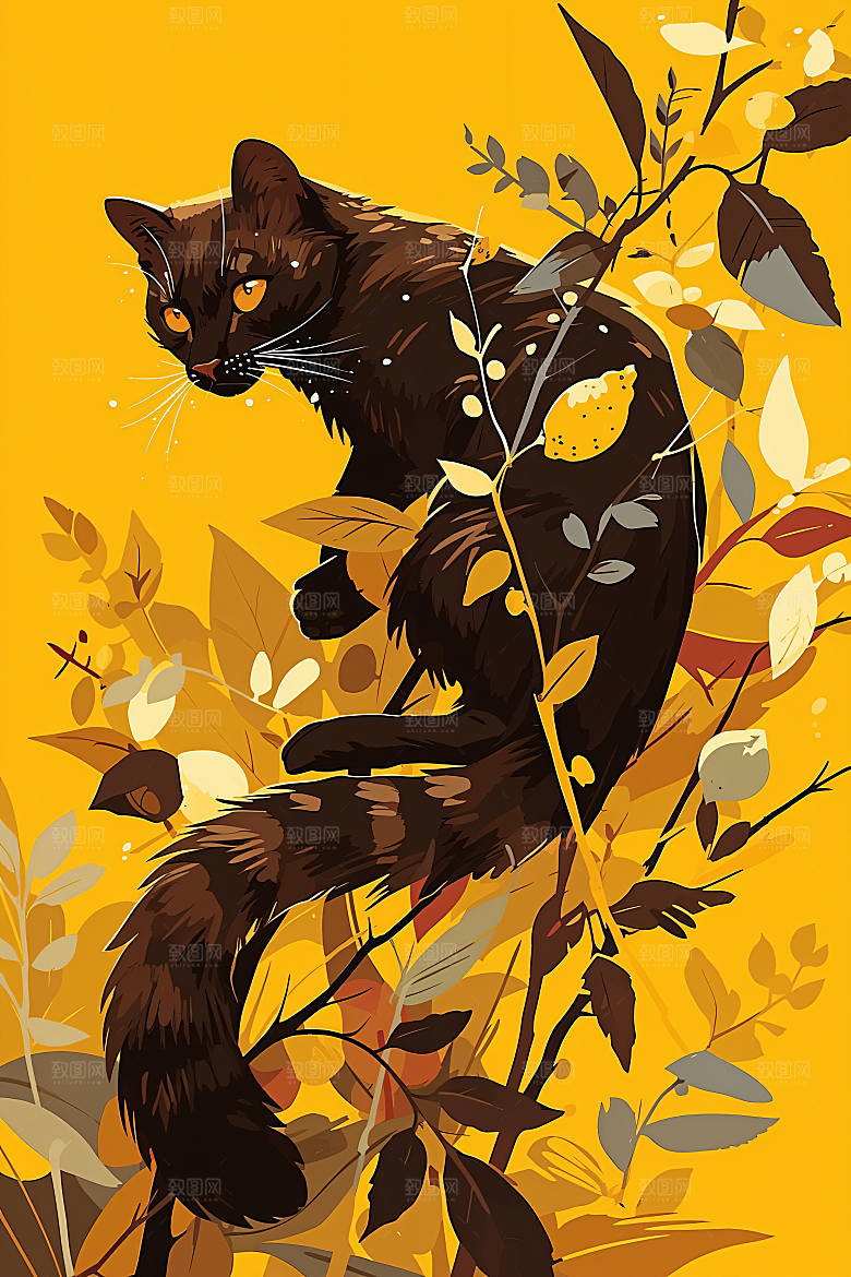 简约宠物绘本风猫咪狗狗插画