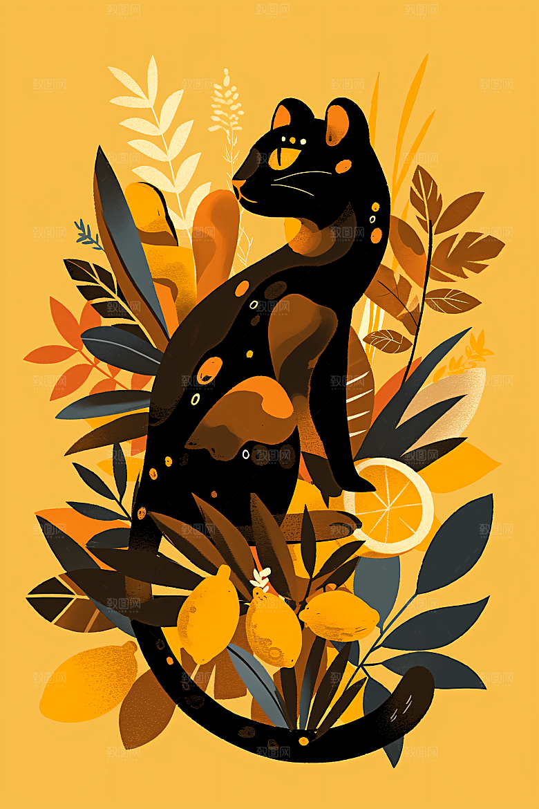 简约宠物绘本风猫咪狗狗插画