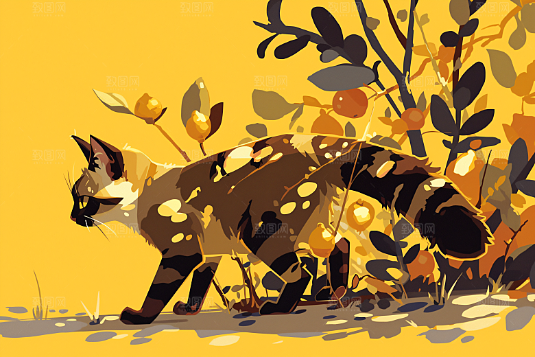 简约宠物猫咪狗狗可爱插画