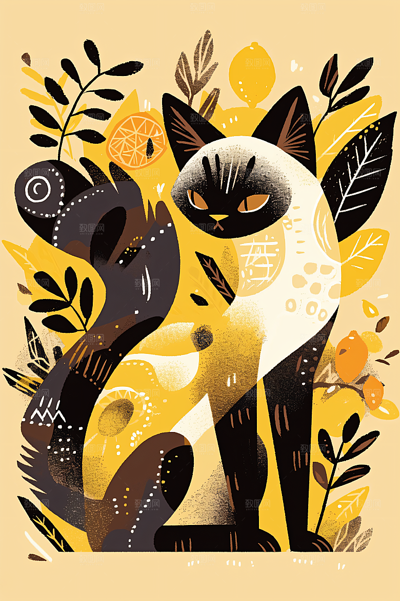 简约宠物猫咪狗狗高清插画