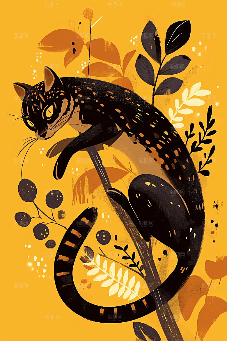 简约宠物可爱猫咪狗狗插画