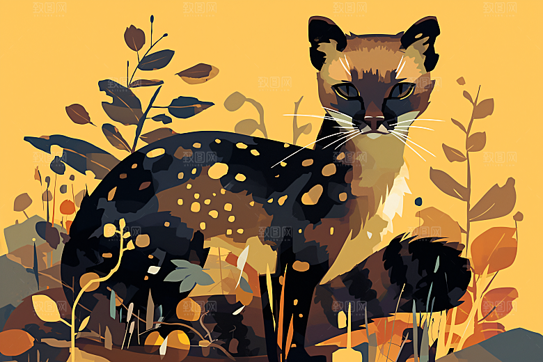 简约宠物手绘猫咪狗狗插画