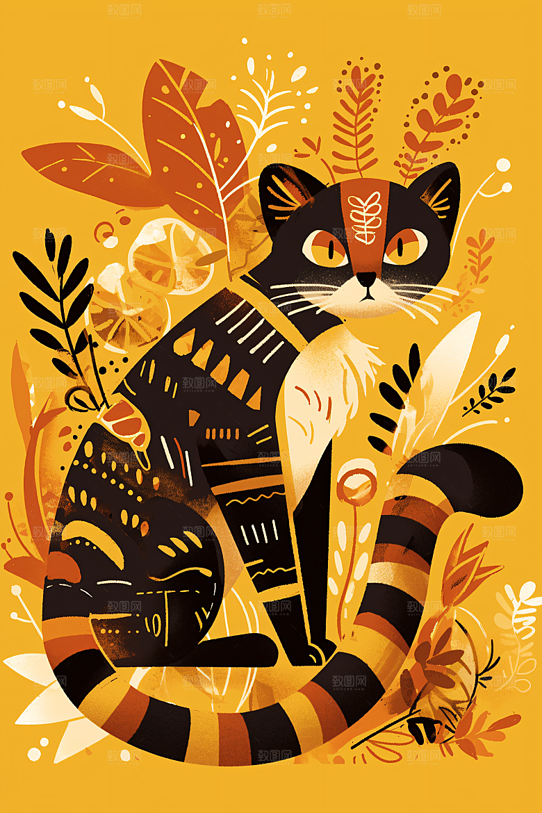 简约宠物猫咪狗狗萌宠插画