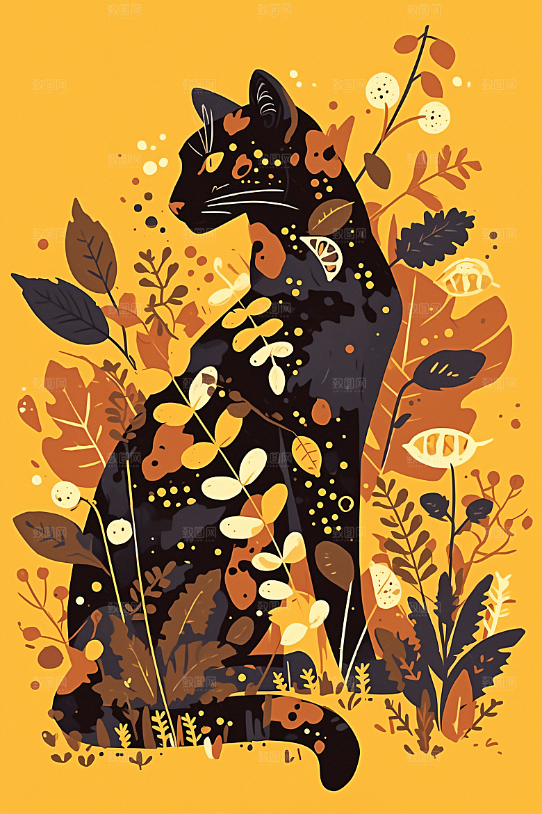 简约宠物清新猫咪狗狗插画