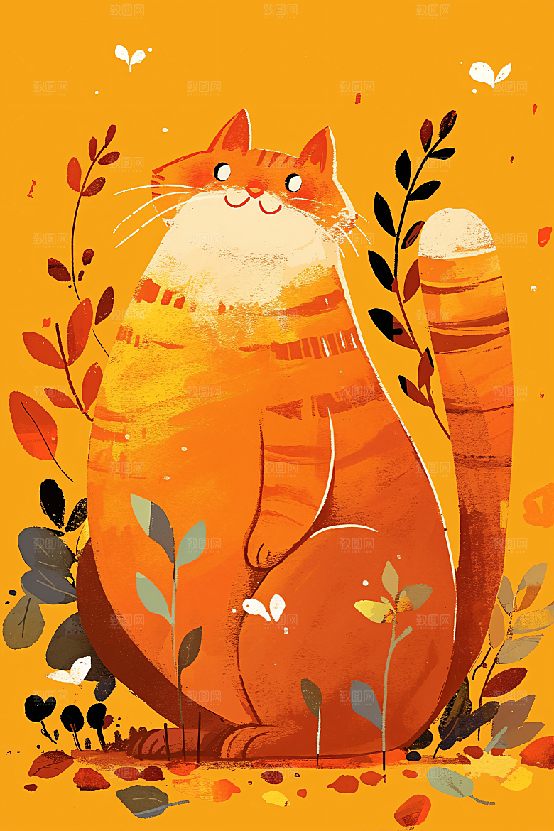 简约宠物绘本风猫咪狗狗插画