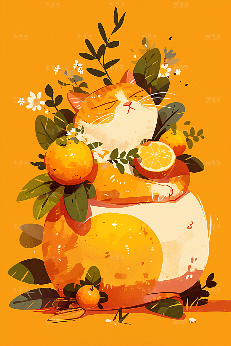 简约宠物唯美彩色插画