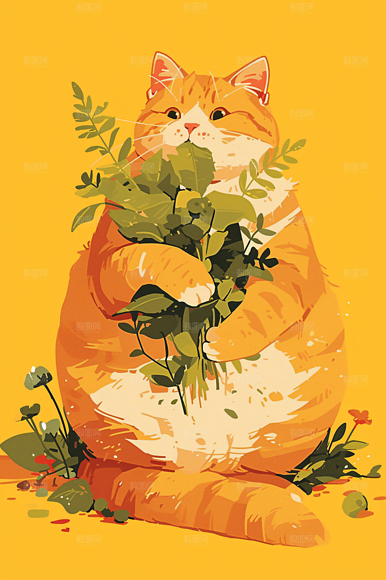 简约宠物艺术感彩色插画