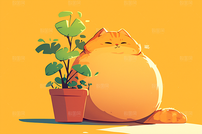 简约宠物手绘绘本风插画